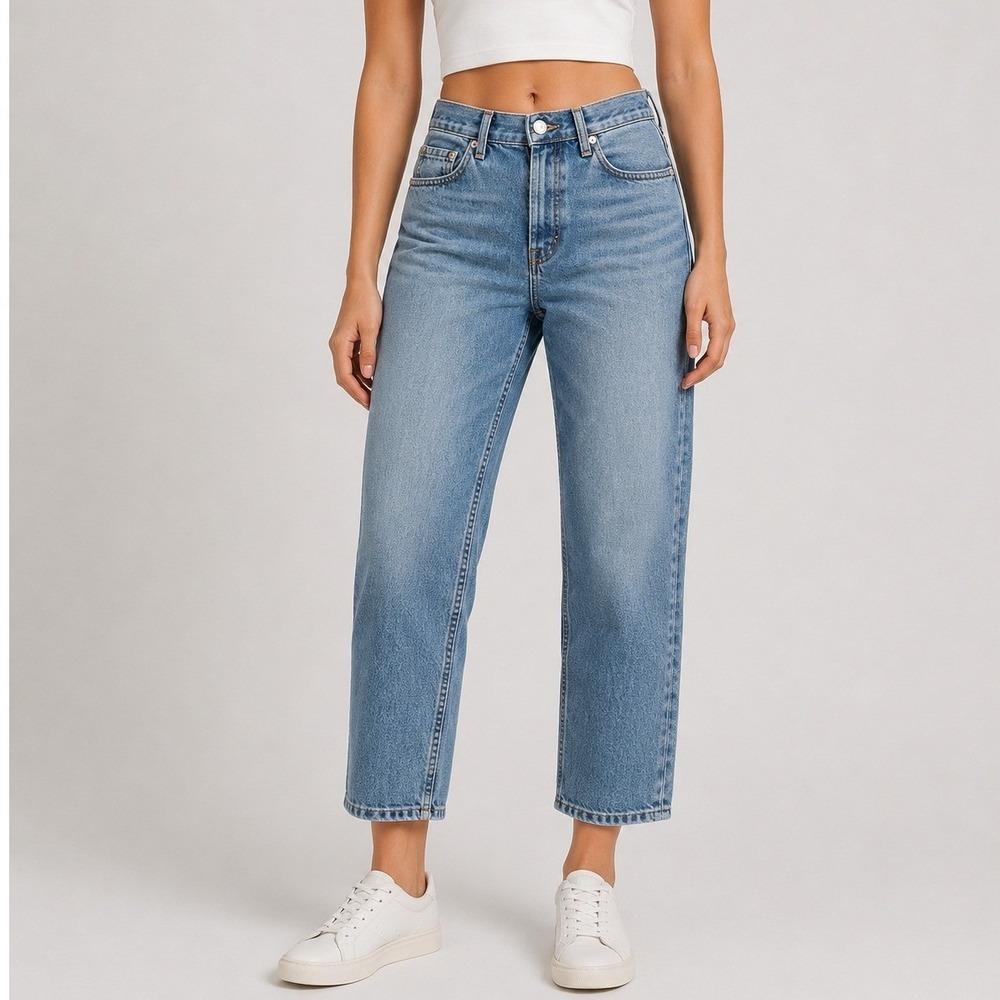 Everlane The Cheeky Jean 28 Light Blue High Rise Straight Leg‎ Crop